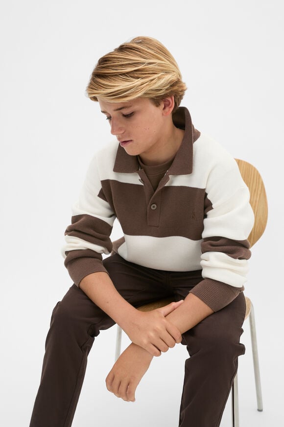 Stripe Rugby Knit  Chocolate  hi-res