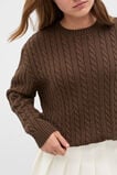 Relaxed Cable Knit Sweater  Chocolate  hi-res