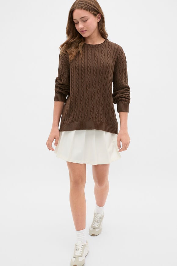 Relaxed Cable Knit Sweater  Chocolate  hi-res