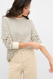 Textured Long Sleeve Relaxed Top  Coffee Bean Stripe  hi-res