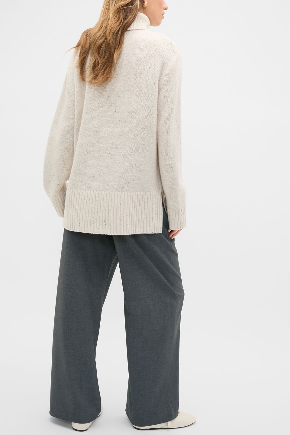 Australian Merino Oversized Roll Neck  Mist Speckle