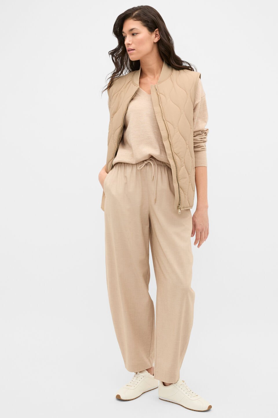 Quilted Boxy Vest  Sandstone