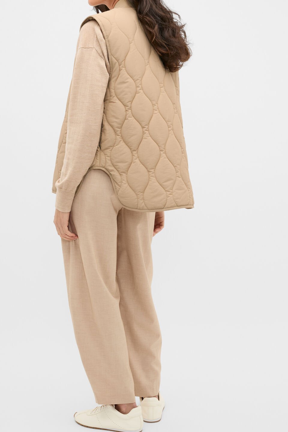 Quilted Boxy Vest  Sandstone