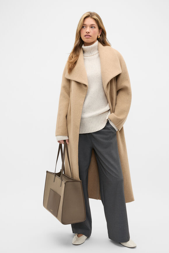 Leather Detail Carry All Tote  Cocoa  hi-res