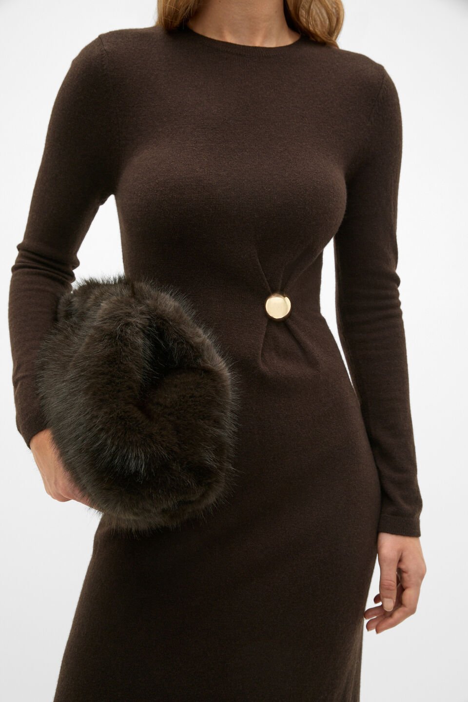 Fur Clutch  Coffee Bean