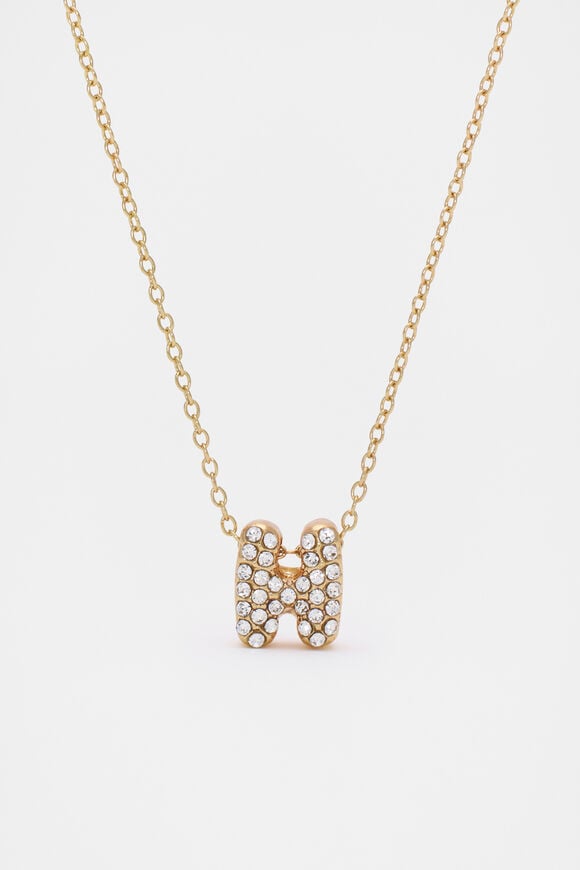 Initial Jewel Bubble Necklace  H  hi-res