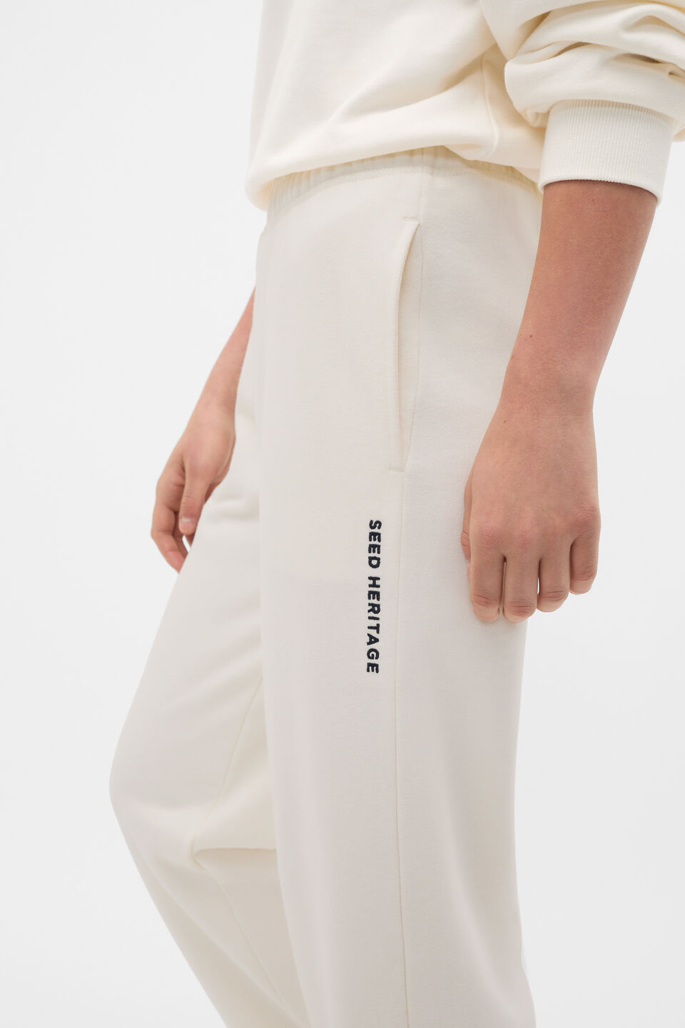 Roll Waist Logo Track Pant  Classic Cream