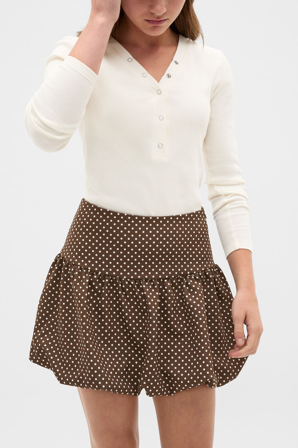 Spot Bubble Skort  Chocolate