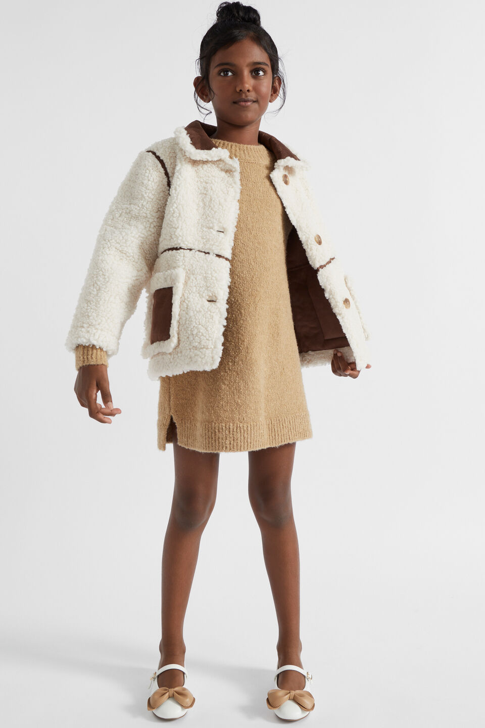 Boucle Knit Dress  Caramel