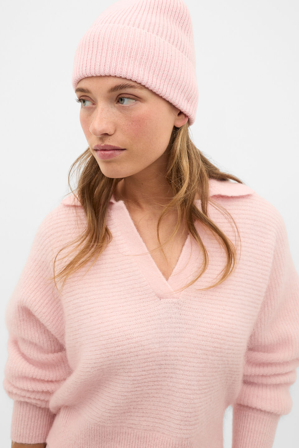 Rib Knit Beanie  Pale Blossom