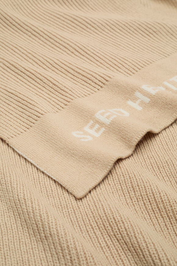 Rib Knit Logo Scarf  Sandstone Marle  hi-res