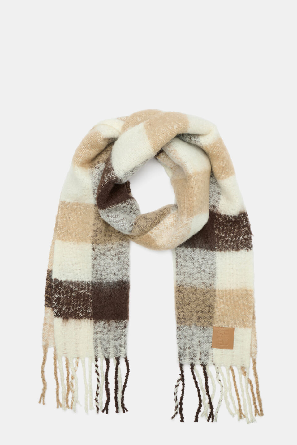 Check Textured Scarf  Sandstone Marle