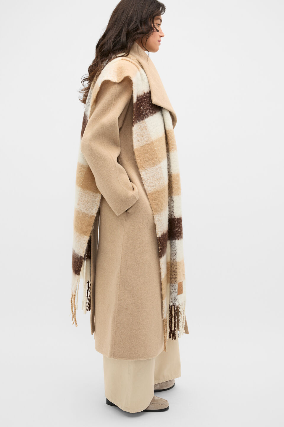 Check Textured Scarf  Sandstone Marle