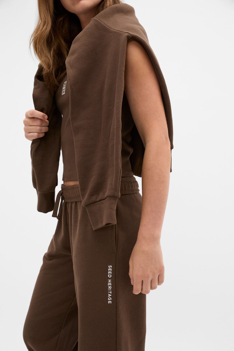 Roll Waist Logo Track Pant  Chocolate