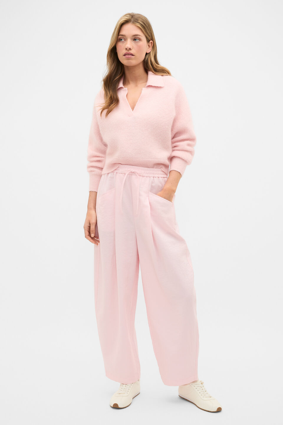 Textured Barrel Pant  Pale Blossom