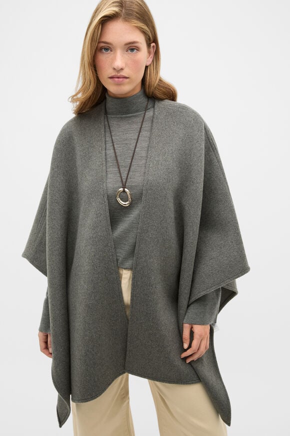 Wool Cape  Charcoal Grey Marle  hi-res