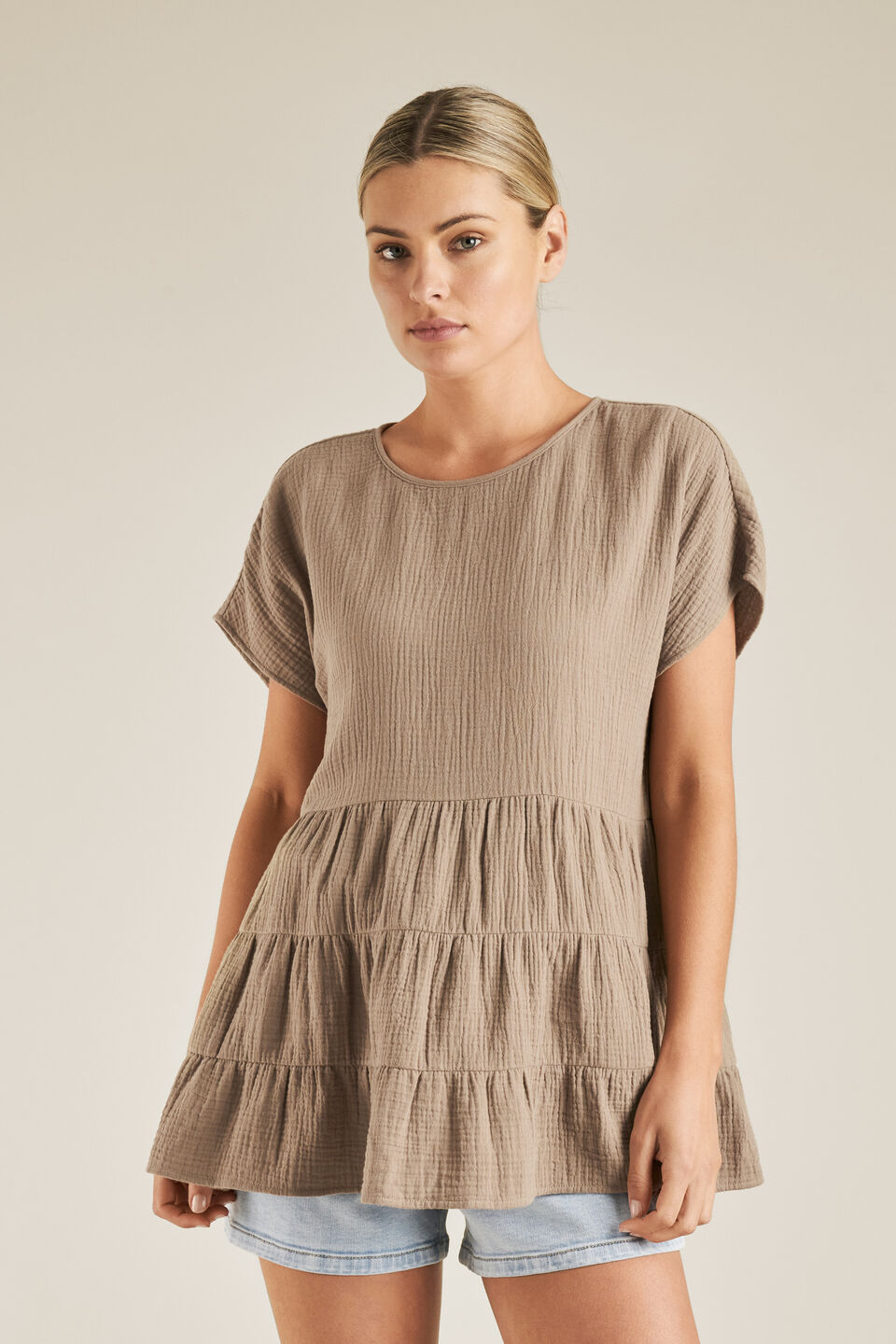 Tiered Cheesecloth Top  