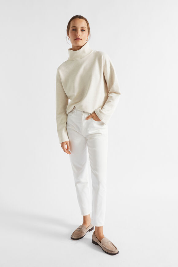 Roll Neck Terry Sweat  Vanilla Cream Marle  hi-res