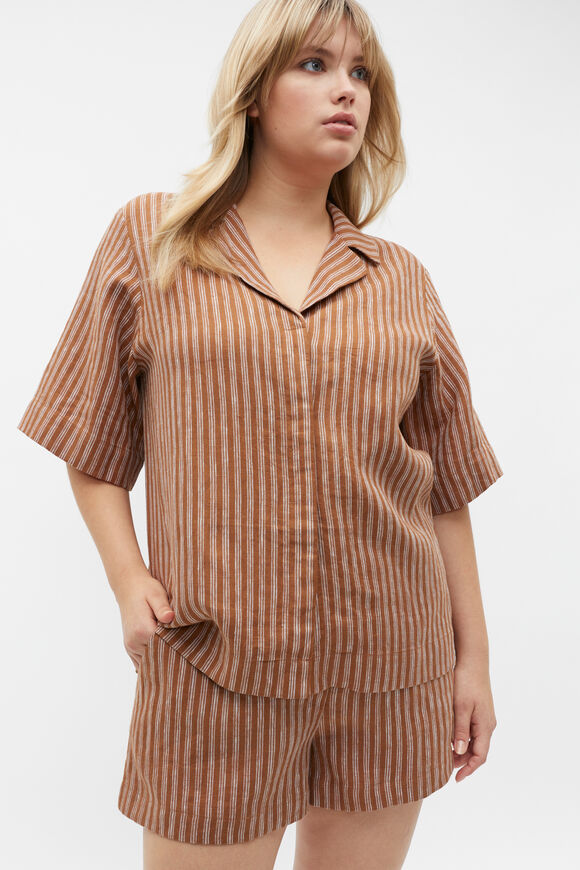 Oversize Short Sleeve Shirt  Cinnamon Spice Stripe  hi-res