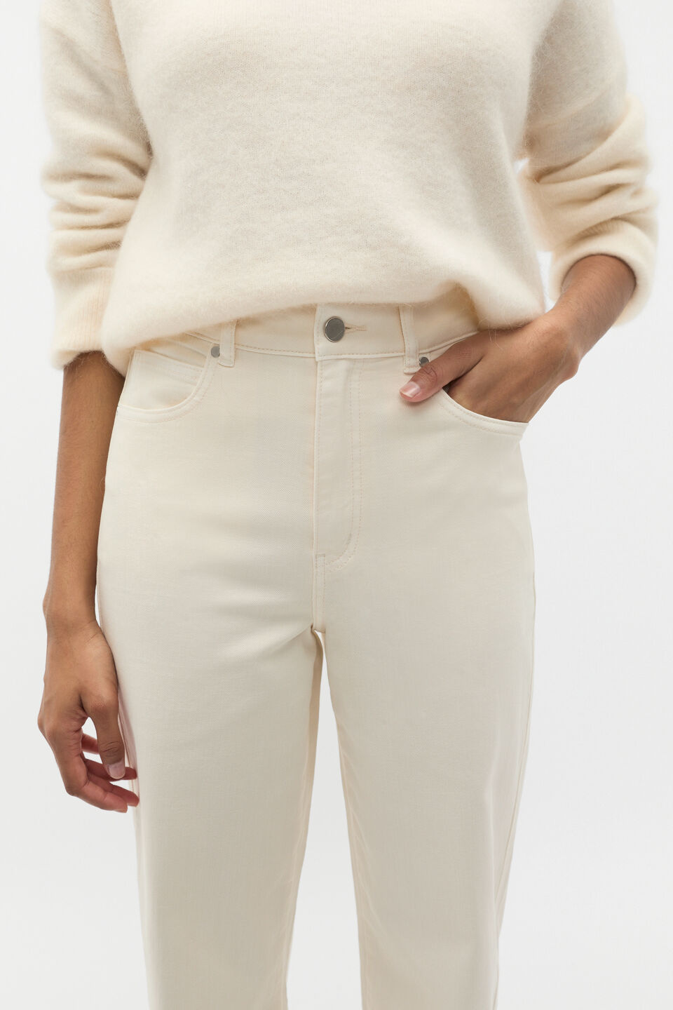 Twist Seam Jean  Coconut Cream