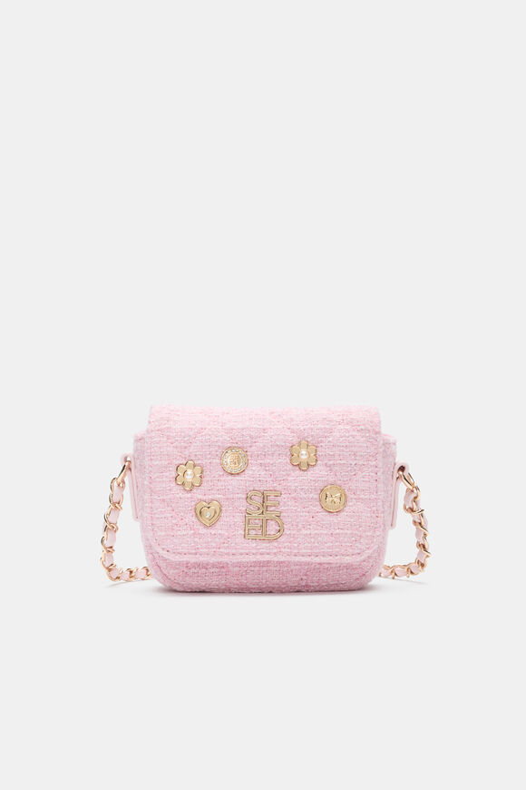 Tweed Coin Charm Bag  Candy Pink  hi-res