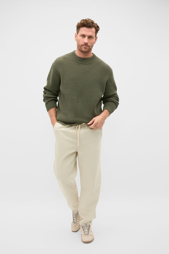 Cotton Crew Neck Knit  Olive  hi-res