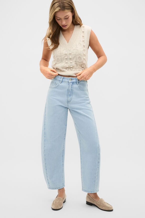 Pom Pom Cable Knit Vest  Mist Marle  hi-res