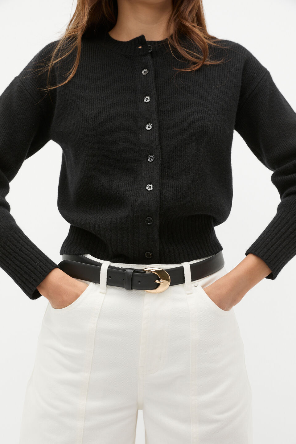 Dove Circle Buckle Belt  Black