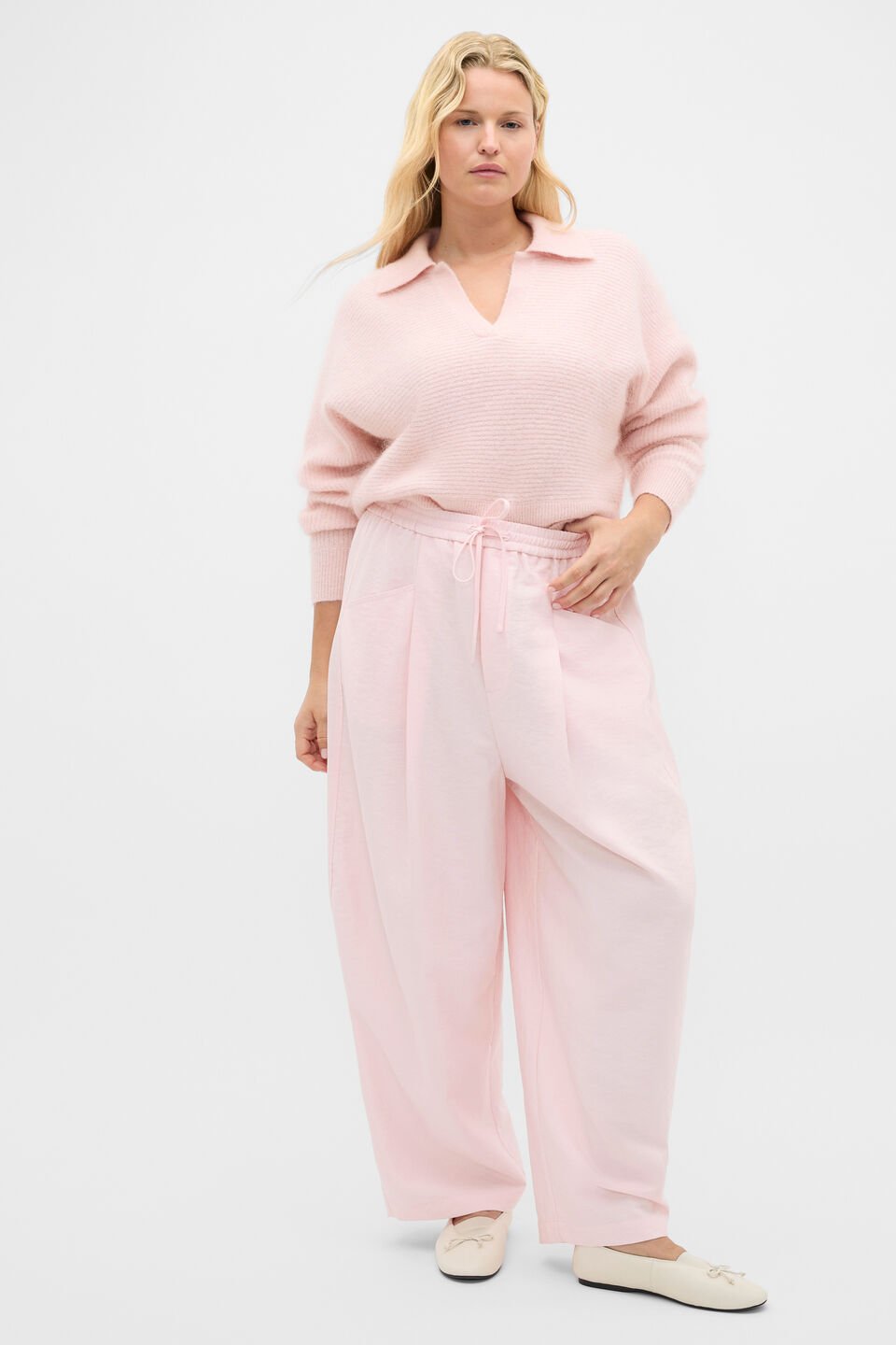 Textured Barrel Pant  Pale Blossom