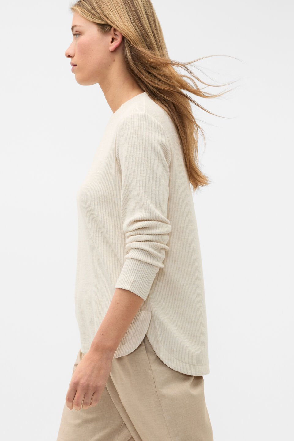 Supersoft Rib Relaxed Top  Mist Marle