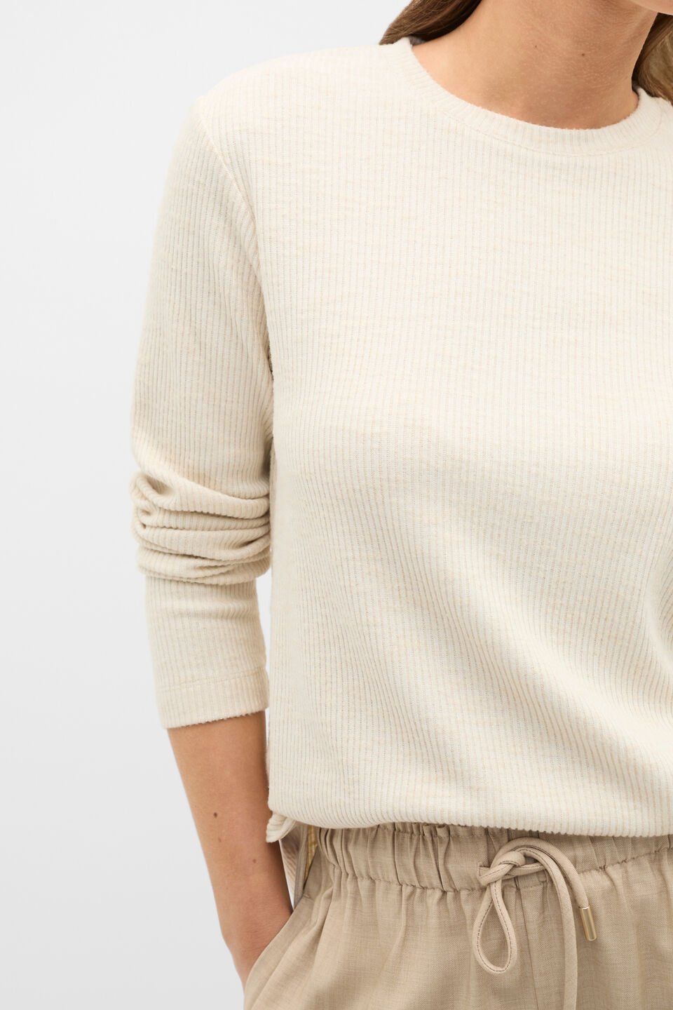 Supersoft Rib Relaxed Top  Mist Marle