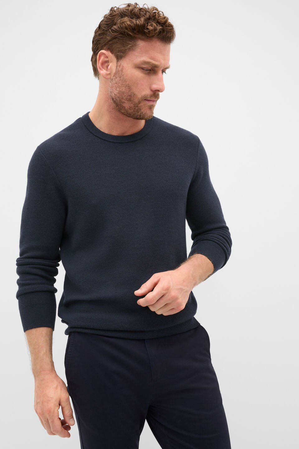Merino Crew Neck Knit  Midnight Blue