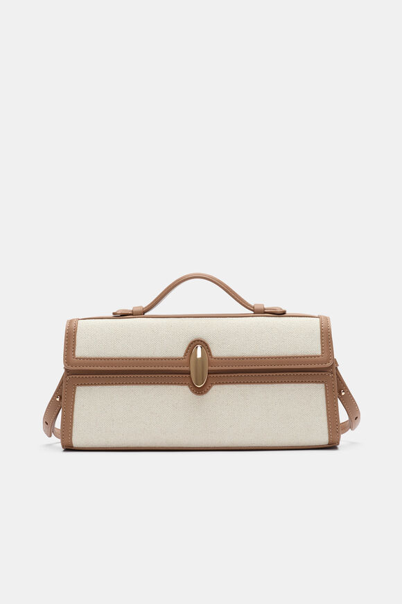 Textured Fabric Clutch  Toffee  hi-res