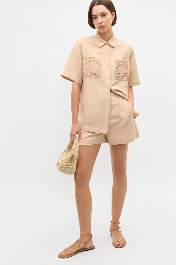Crochet Pocket Shirt  Ecru  hi-res