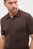 Short Sleeve Merino Knit Polo  Dark Chocolate  hi-res
