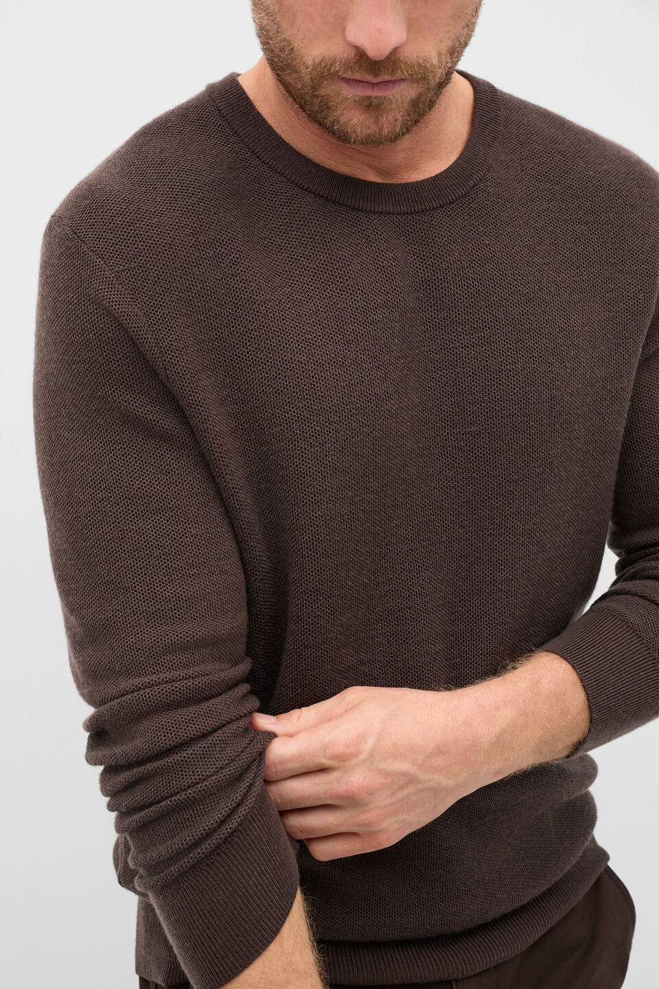 Merino Crew Neck Knit  Dark Chocolate