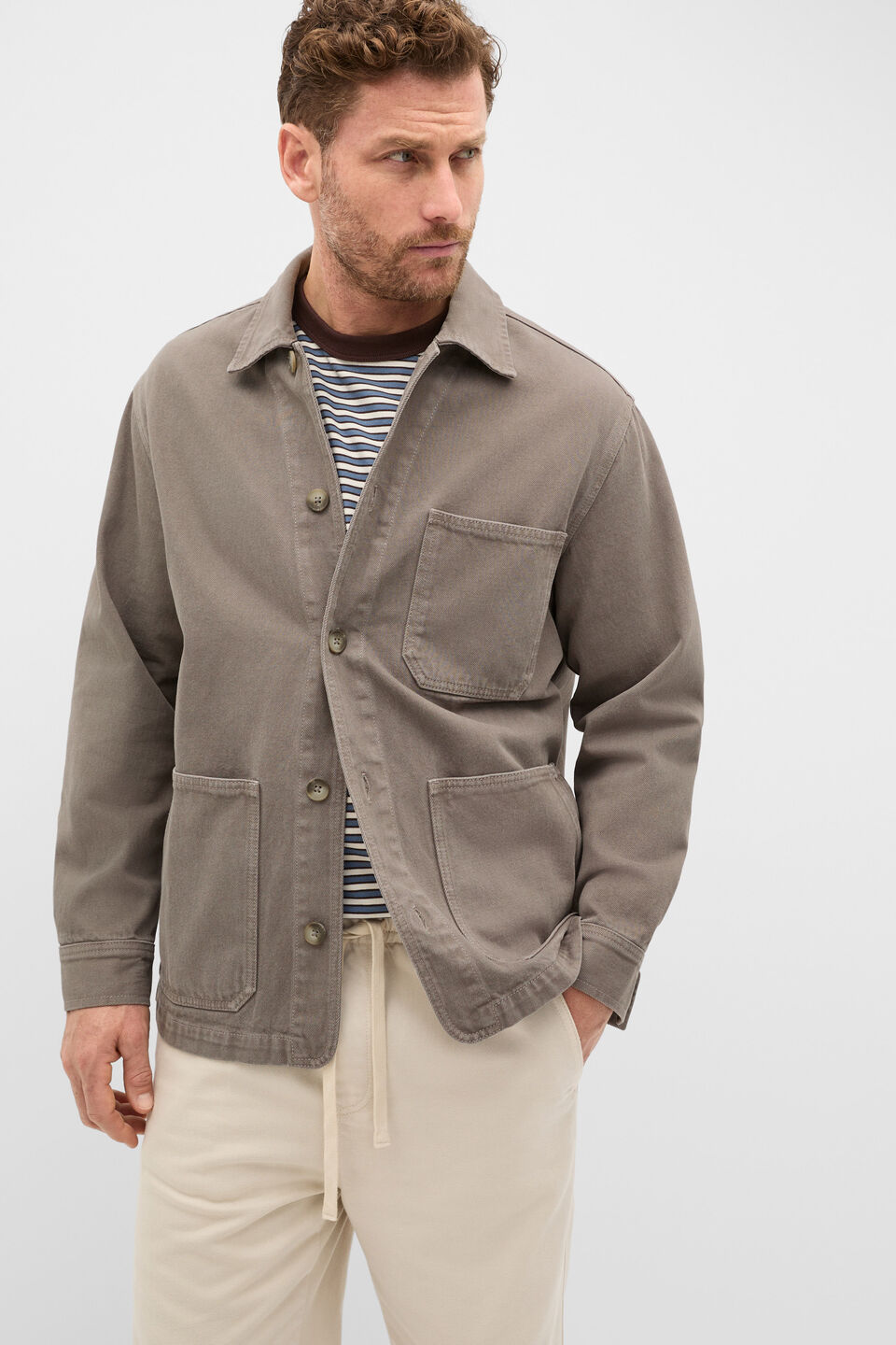 Twill Worker Jacket  Taupe