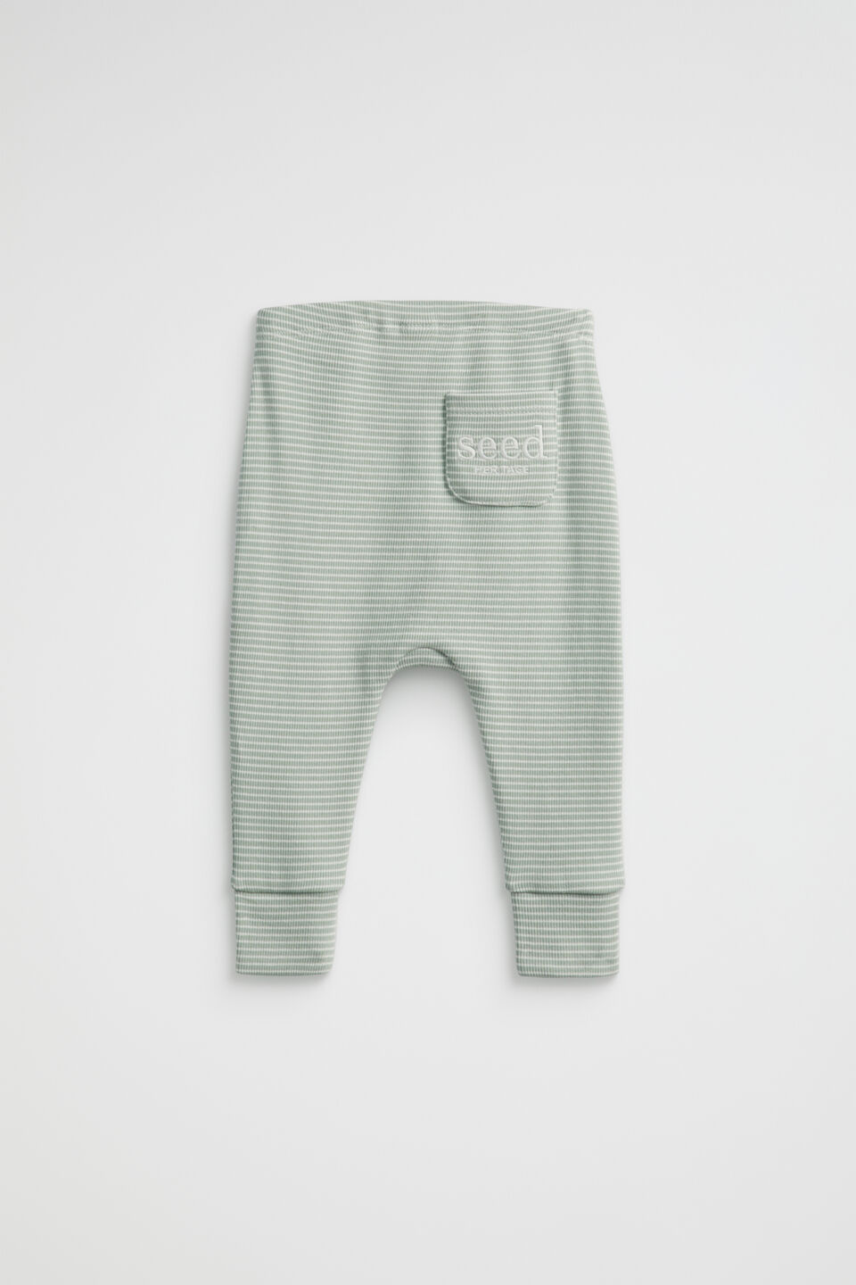 Core Rib Logo Legging  Sage Stripe