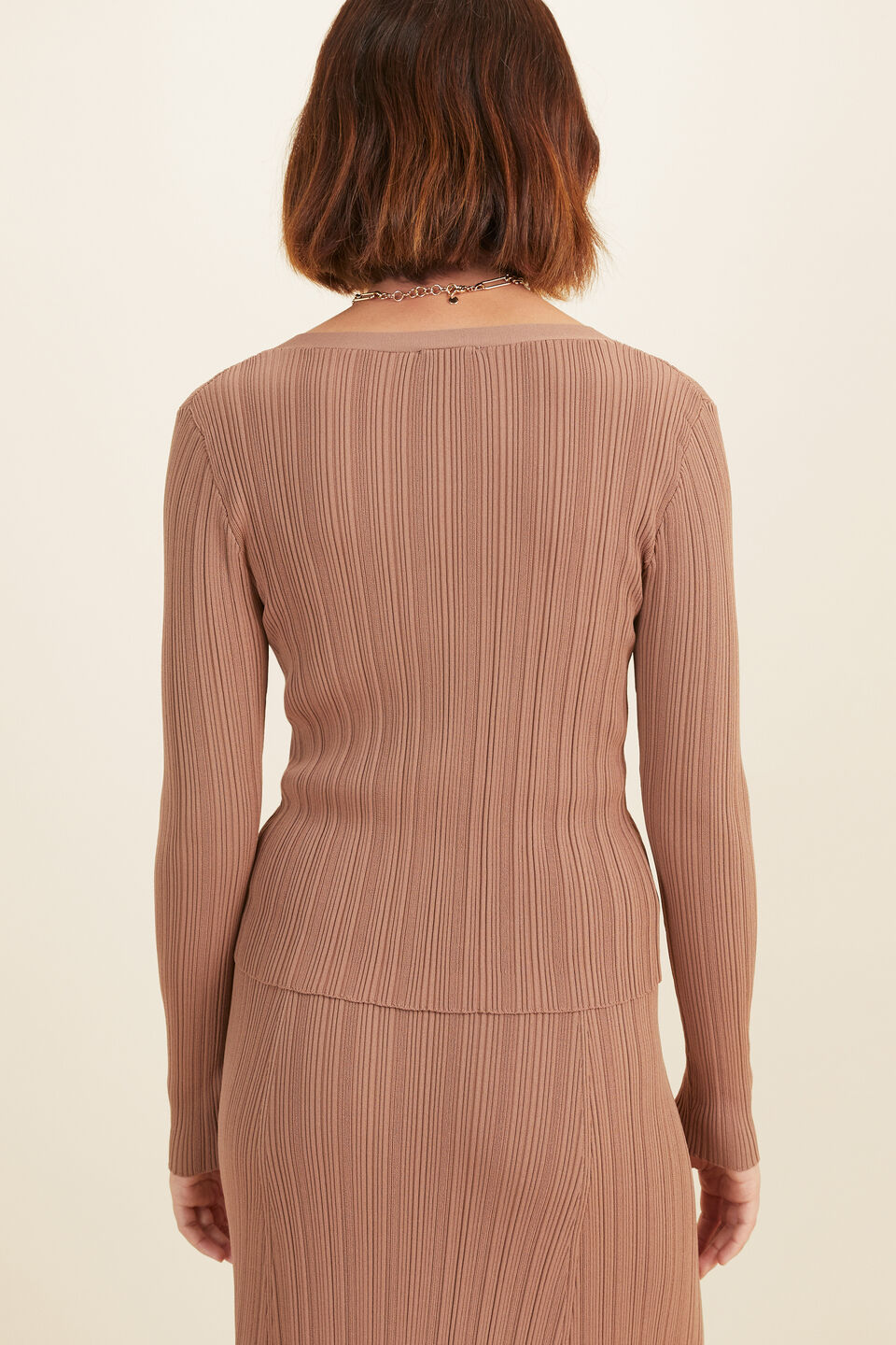 Rib Cardigan  Acorn Brown