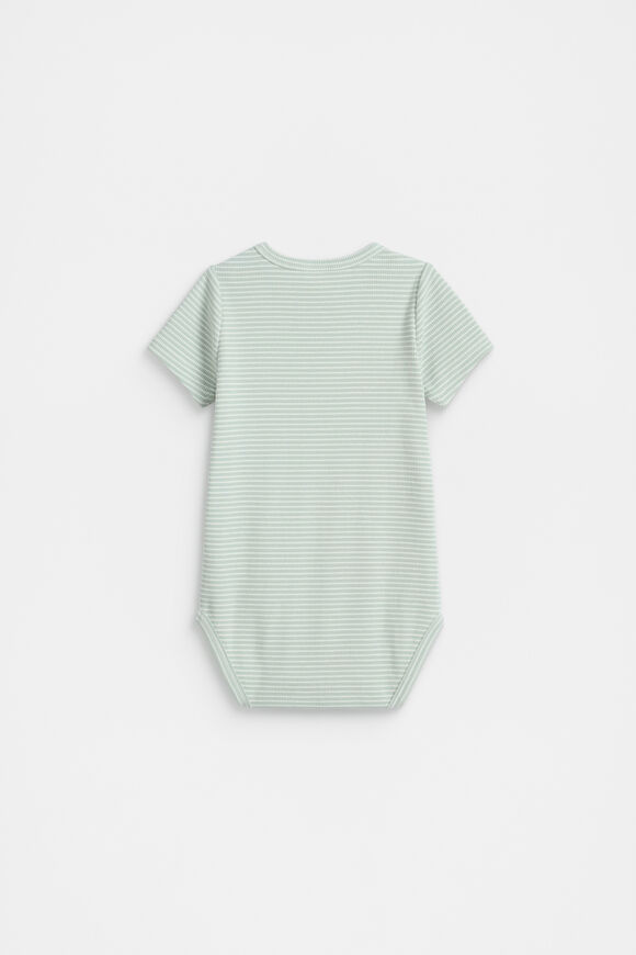 Core Rib Logo Bodysuit  Sage Stripe  hi-res