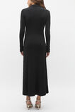 Crepe Ribbed Polo Midi Dress  Black  hi-res