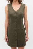 Linen V Neck Button Mini Dress  Olive Leaf  hi-res