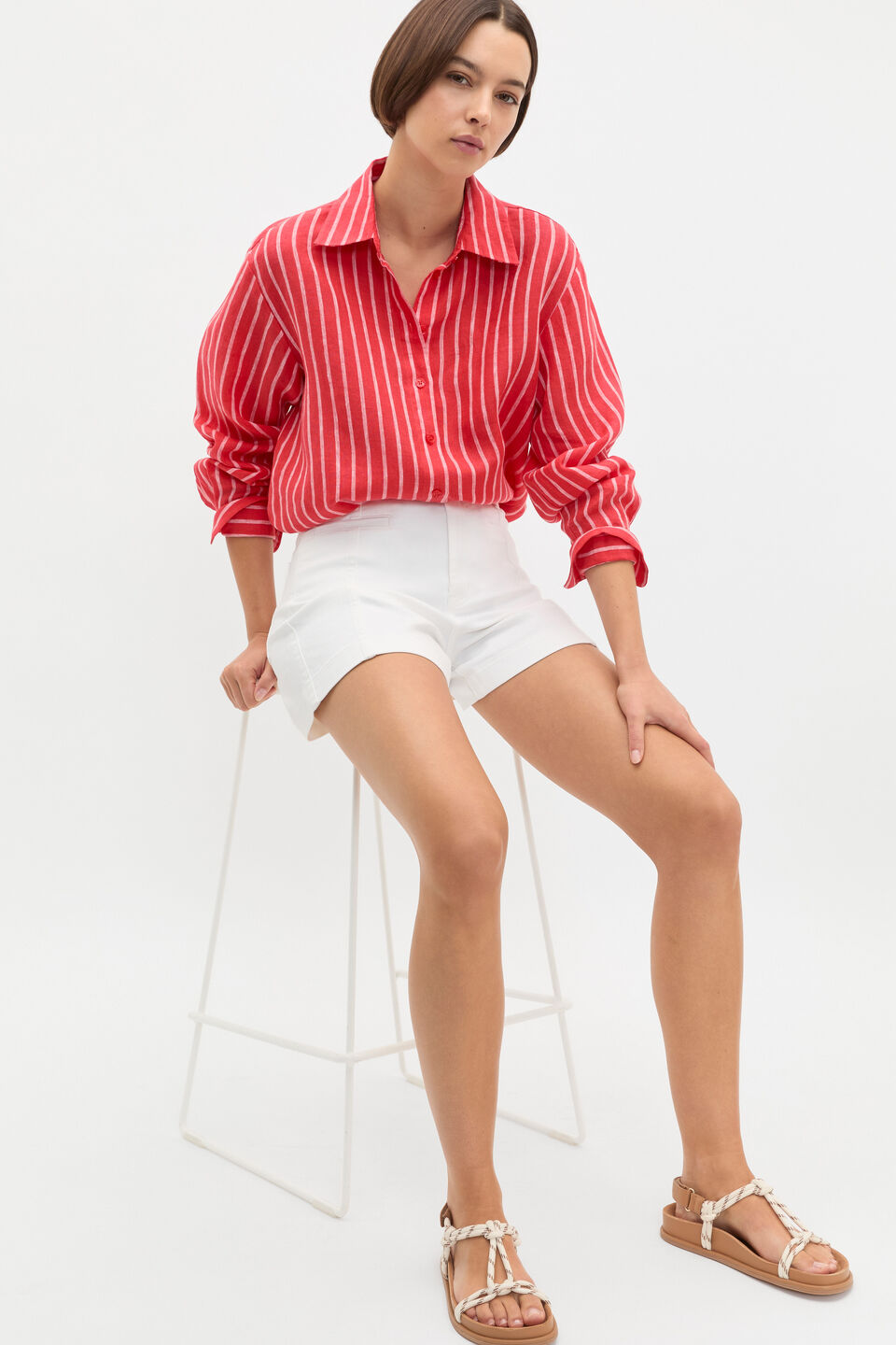 Denim Panel Short  White