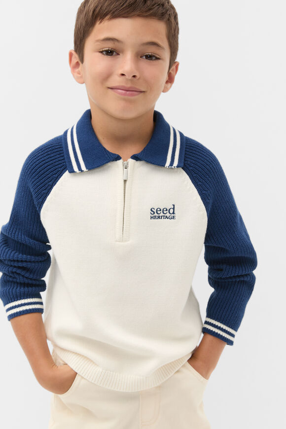 Core Knit Half Zip Sweater  French Navy  hi-res