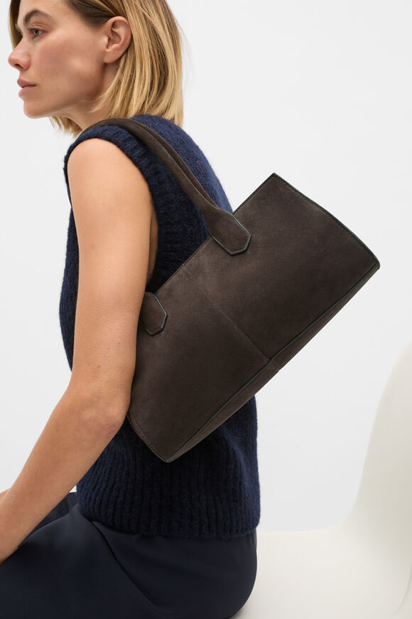 Suede East West Tote  Chocolate  hi-res