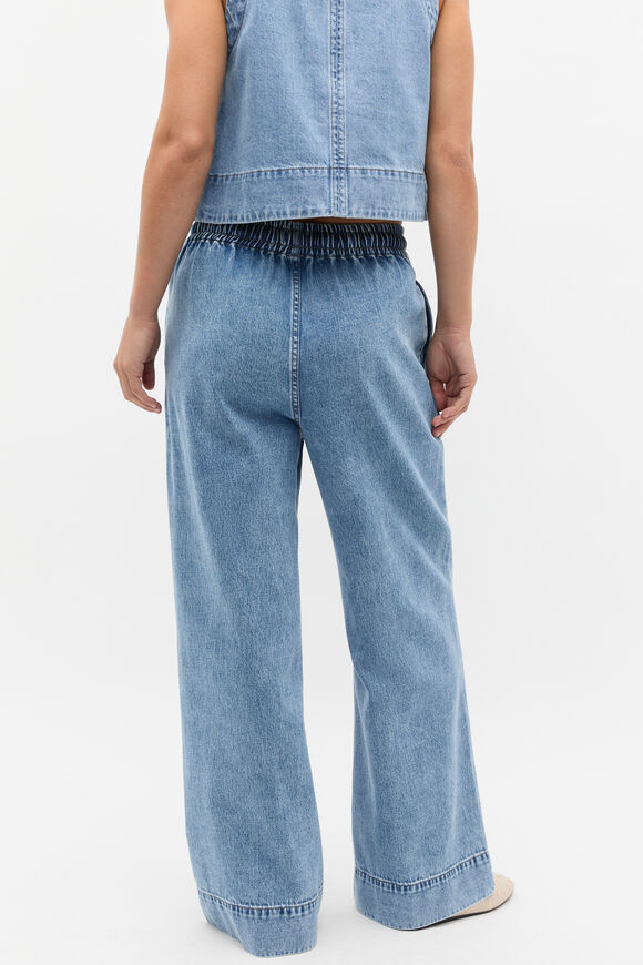 Elasticated Wide Leg Jean  Mist Blue Wash  hi-res