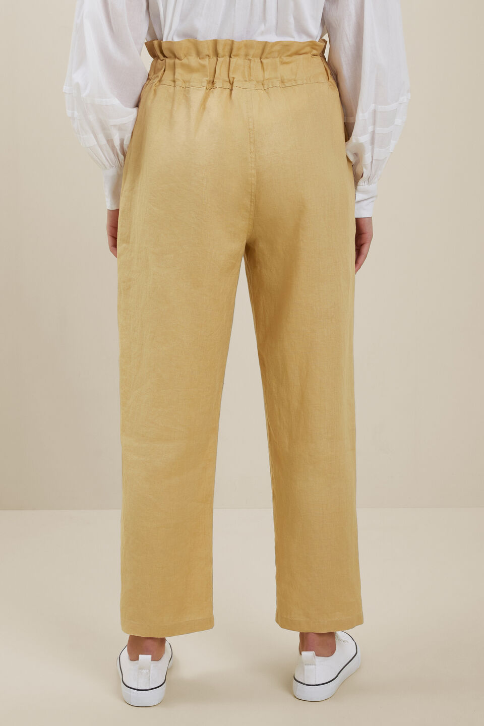 Linen Paperbag Waist Pant  Fawn