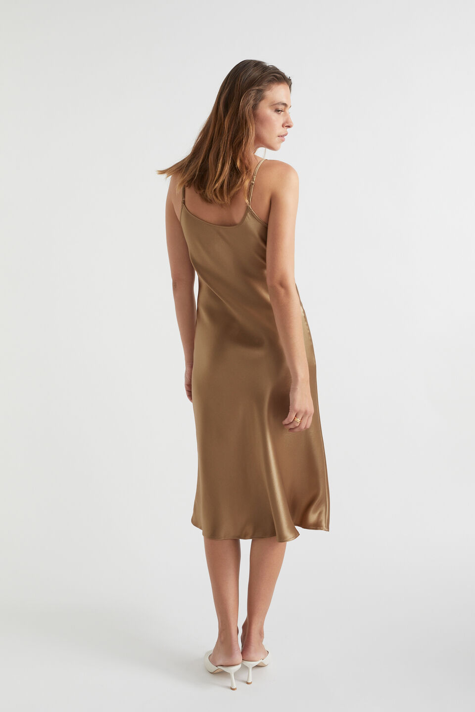 Satin Slip Dress  Deep Brass