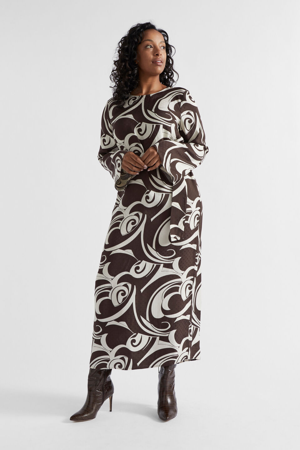 Jacquard Swirl Midi Dress  Retro Swirl