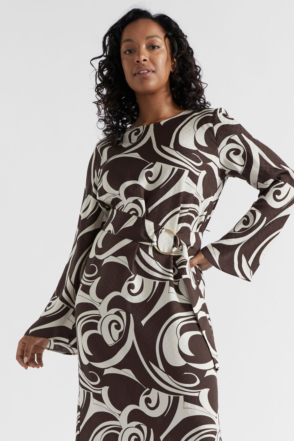 Jacquard Swirl Midi Dress  Retro Swirl